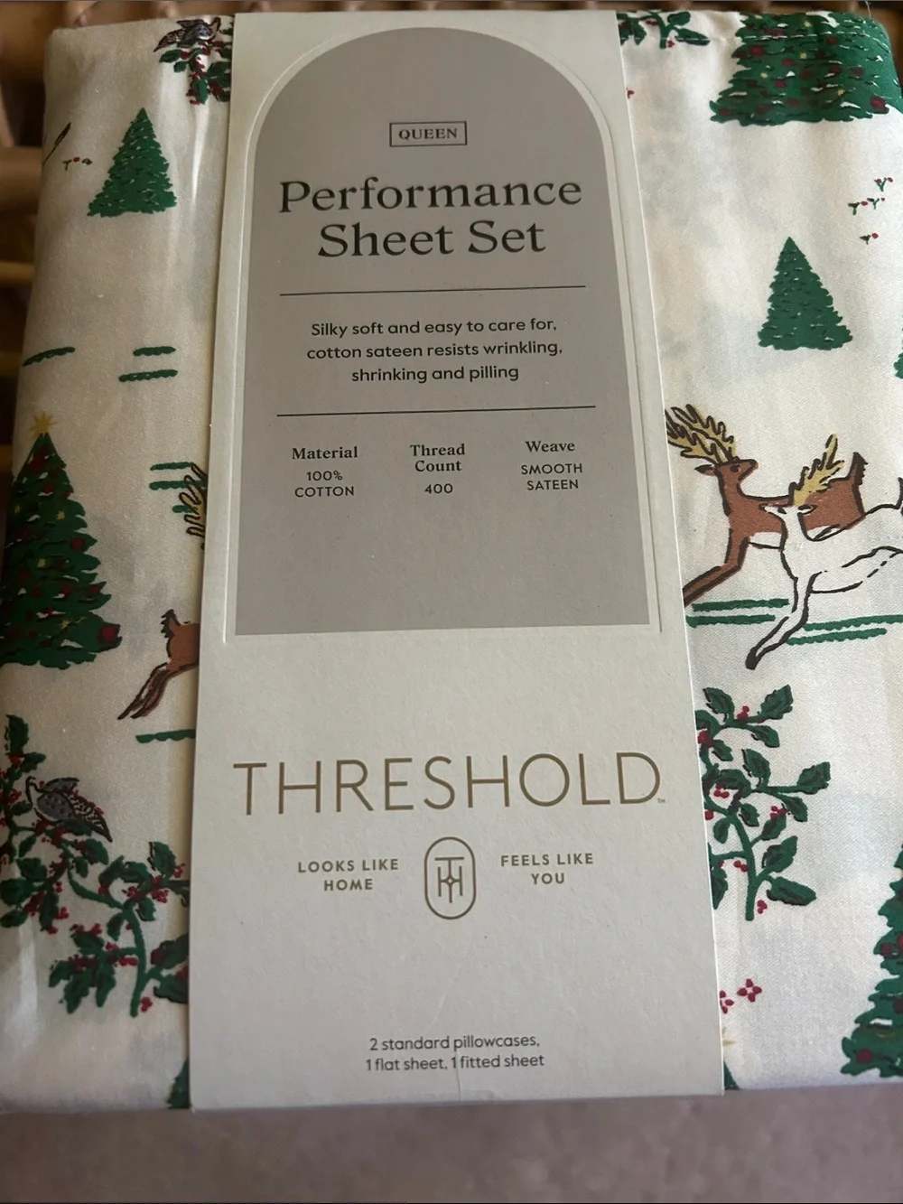 Threshold Queen 400 Thread Count Holiday Performance Sheet Set